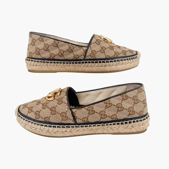 Gucci Pilar Marmont GG Espadrilles Size 38.5 US 8.5 Beige Monogram Quilted Flats - Picture 8 of 15